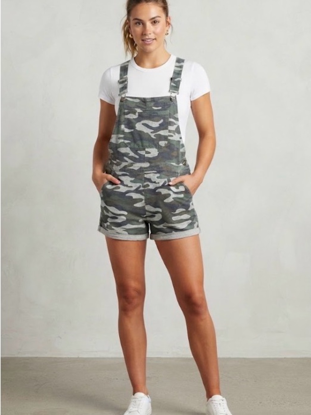 Fashion Nova Camo Overalls Romper